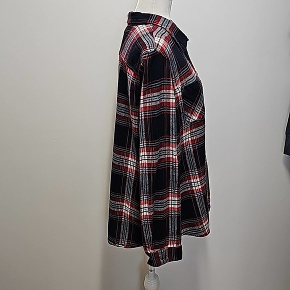 Natural Reflections Women's Button Front Flannel Shirt Navy Green Red Size XL - Picture 5 of 8